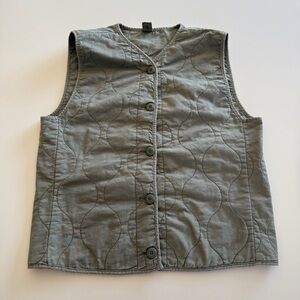 American Eagle- Sage Green-Light-Quilted-Vest-100% Cotton-Spring Transition-M